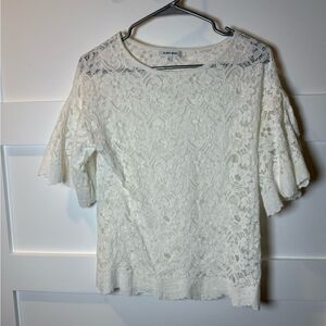 Global Work Elegant White Lace Top
